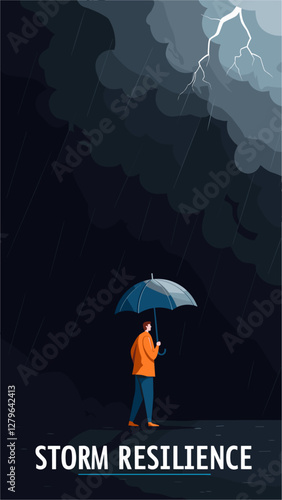 Storm resilience conceptual cartoon banner illustration