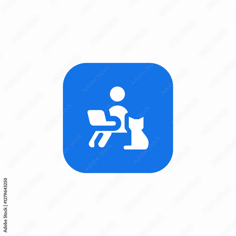 work laptop cat at the feet icon sign vector work laptop cat at the feet icon sign vector