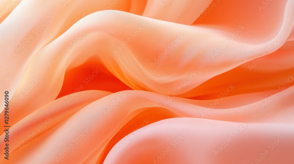 Obraz premium A close-up of soft, flowing fabric in a warm peach hue, highlighting its smooth texture and elegance.