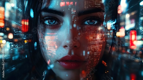 Pulsing Metropolis Aglow with Neon Holograms and Digital Billboards