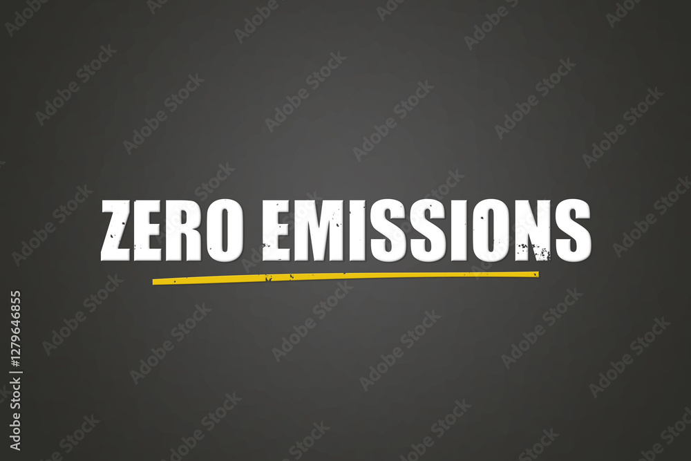 Zero emissions. A blackboard with white text. Illustration with grunge text style. Zero emissions. A blackboard with white text. Illustration with grunge text style.