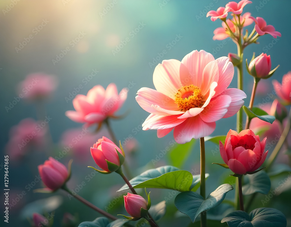 Fototapeta premium pink tulips in garden
