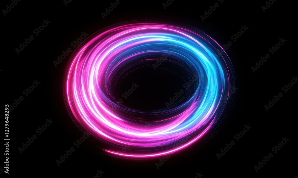 Abstract artistic swirl of vibrant pink and blue neon light trails against a dark backdrop, symbolizing energy and creativity Abstract artistic swirl of vibrant pink and blue neon light trails against a dark backdrop, symbolizing energy and creativity