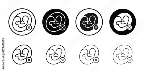 Abortion of fetus icon Thin line flat illustration