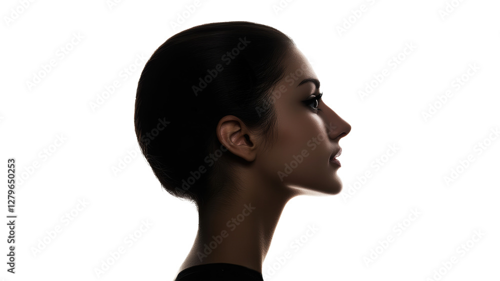Womans silhouette on a white backdrop Womans silhouette on a white backdrop