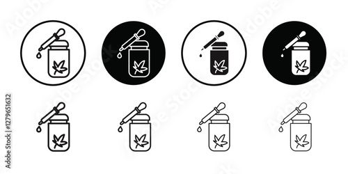 CBD oil drop icon Thin line flat illustration
