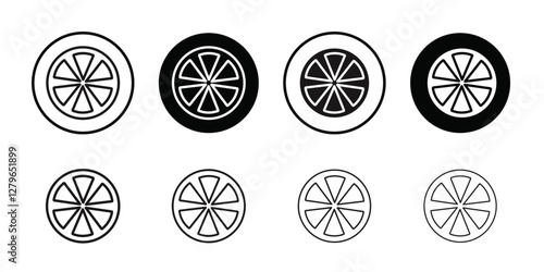 Citrus, lemon, lime, orange, tangerine slice icon Thin line flat illustration