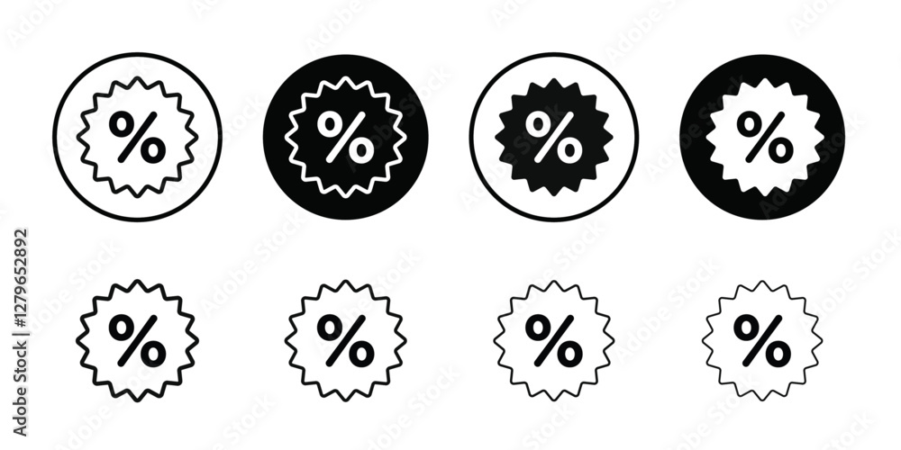 Discount icon Thin line flat illustration Discount icon Thin line flat illustration