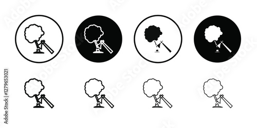 Destruction of forests icon Thin line flat illustration