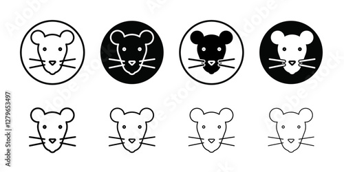 Face of mouse icon Thin line flat illustration