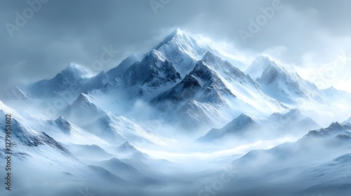 Wallpaper Mural Captivating Monochromatic Mountain Landscape in Soft Winter Light Torontodigital.ca