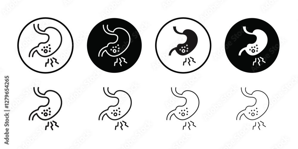 Gastritis icon Thin line flat illustration Gastritis icon Thin line flat illustration