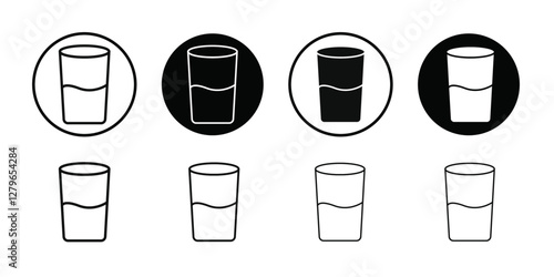 Glass of water icon Thin line flat illustration