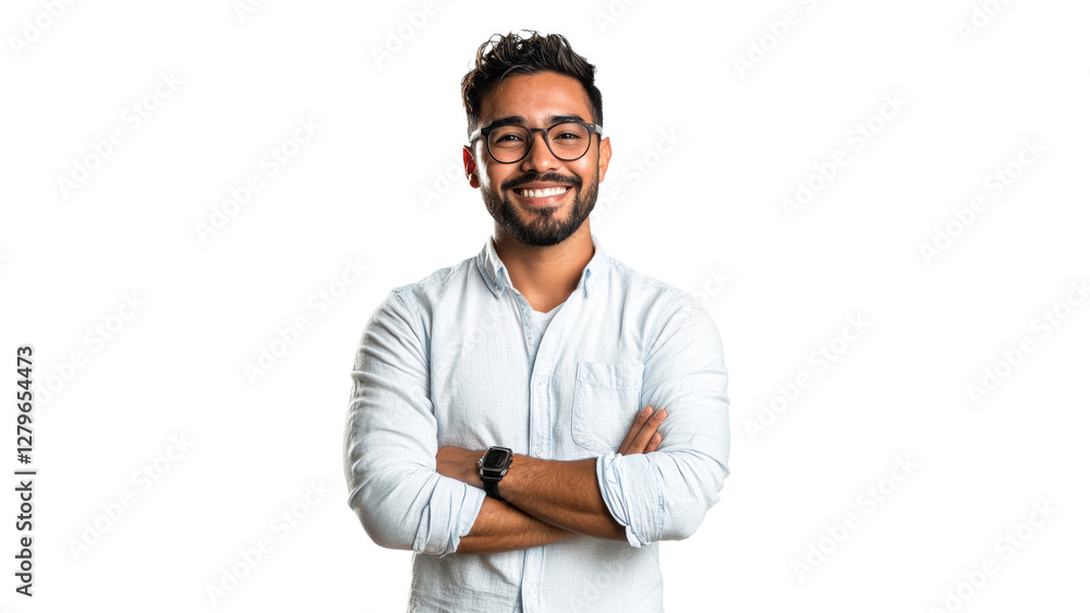 Smiling man in casual attire with arms crossed Smiling man in casual attire with arms crossed