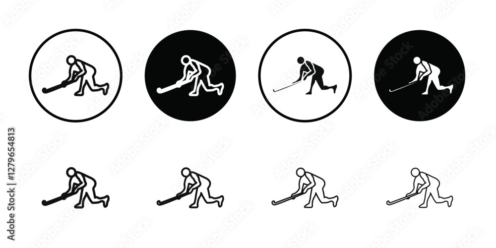 Hockey player icon Thin line flat illustration Hockey player icon Thin line flat illustration