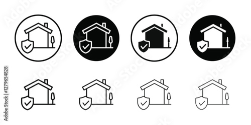home insurance icon Thin line flat illustration