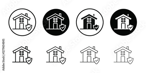 Home security icon Thin line flat illustration