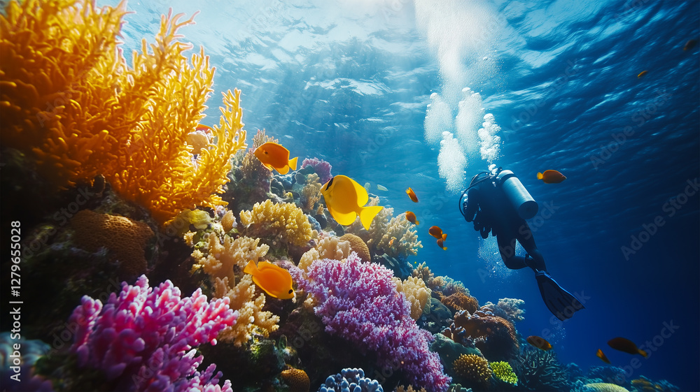 Fototapeta premium 美しいサンゴ礁と海中世界