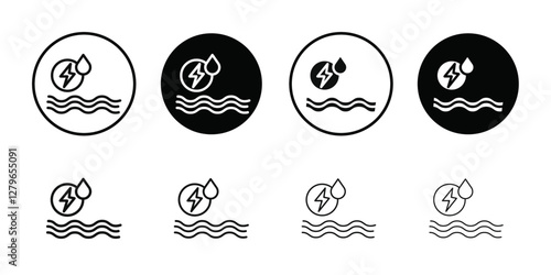 Hydroelectric energy icon Thin line flat illustration