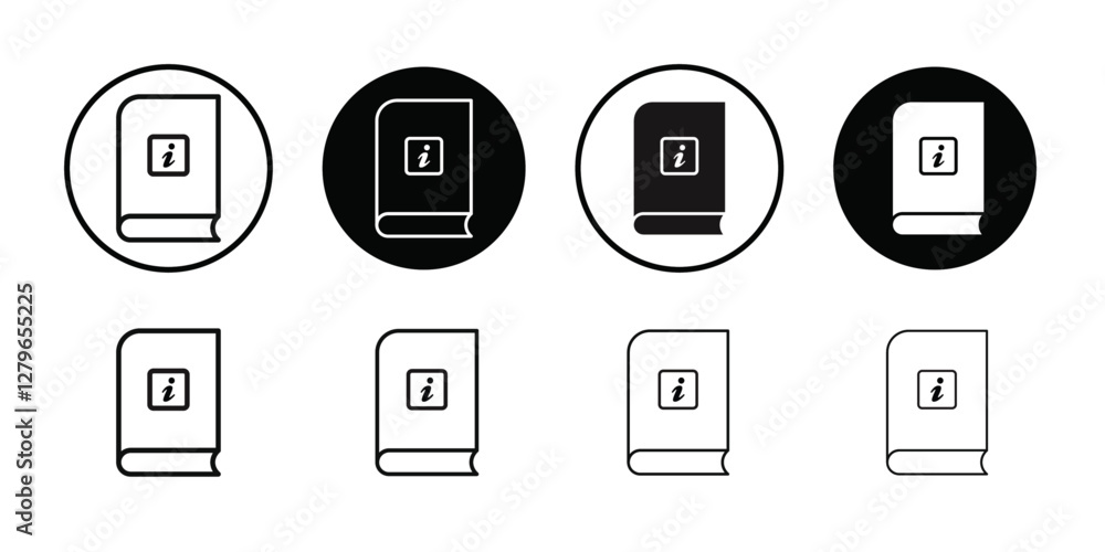 Information book icon Thin line flat illustration Information book icon Thin line flat illustration
