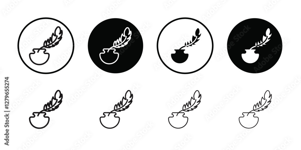 Ink and quill icon Thin line flat illustration Ink and quill icon Thin line flat illustration