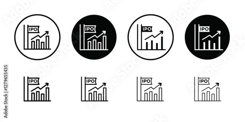 IPO Initial public offering icon Thin line flat illustration