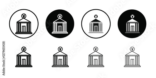 Japanese bank icon Thin line flat illustration