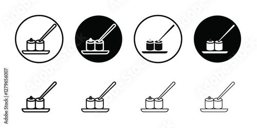 Maki sushi roll icon Thin line flat illustration