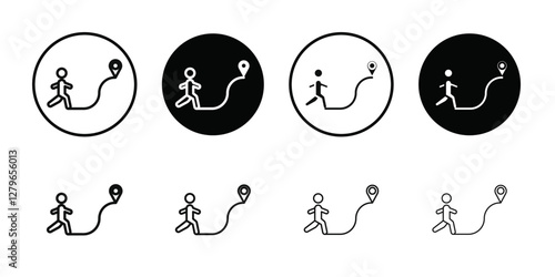 Man going to destination icon Thin line flat illustration