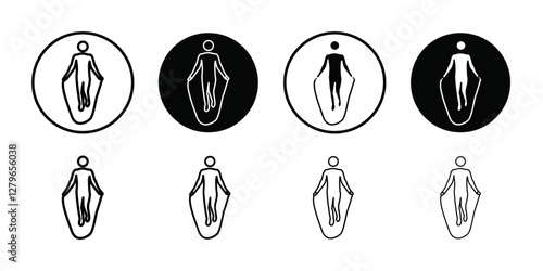 Man jumping with skipping rope icon Thin line flat illustration