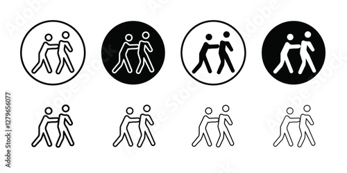 Man pushing another person icon Thin line flat illustration