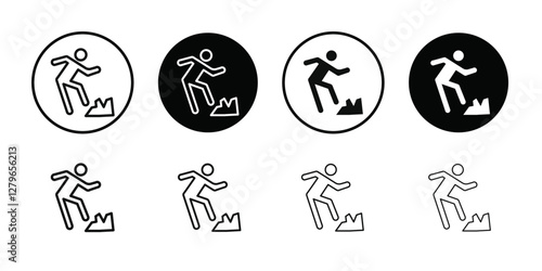 Man tripping icon Thin line flat illustration