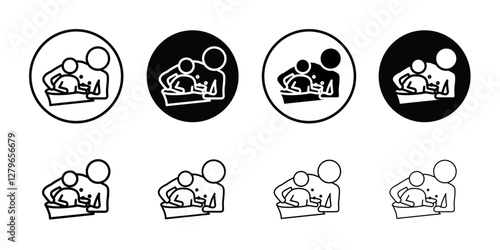 Mother washing baby in bath tub icon Thin line flat illustration