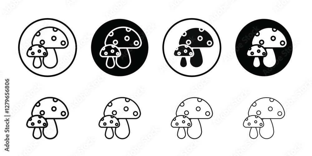 Mushroom icon Thin line flat illustration Mushroom icon Thin line flat illustration