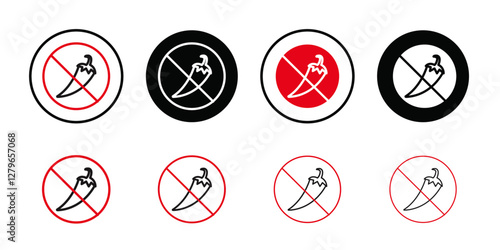 No spicy hot chilli icon Thin line flat illustration