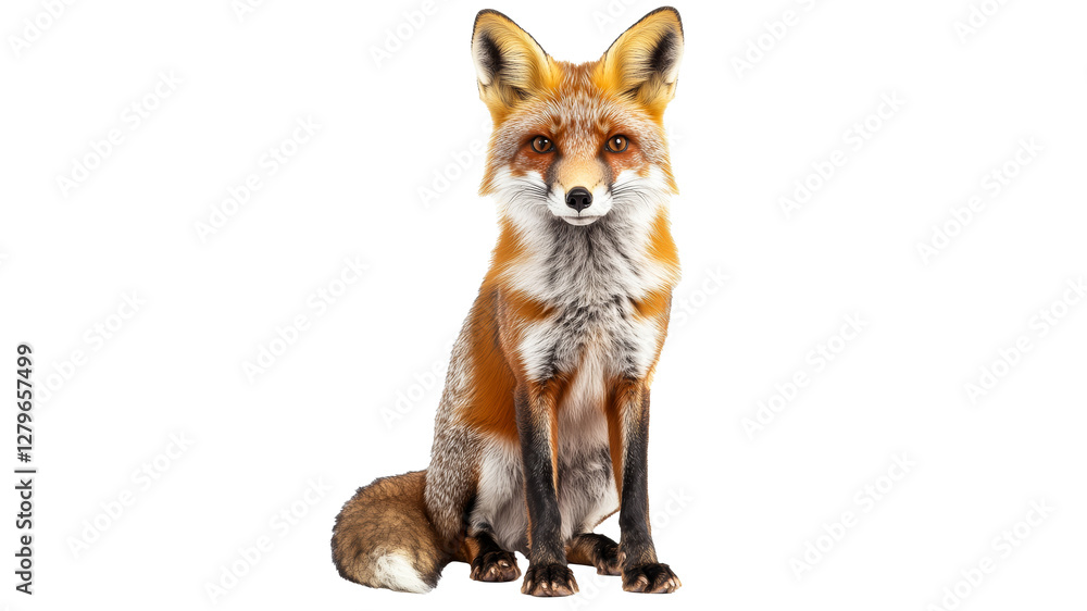 Fototapeta premium Red fox sitting calmly in a natural pose
