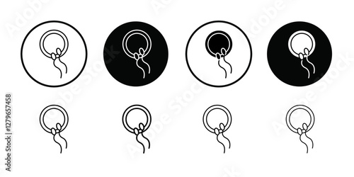 ovule being fertilized by sperm icon Thin line flat illustration