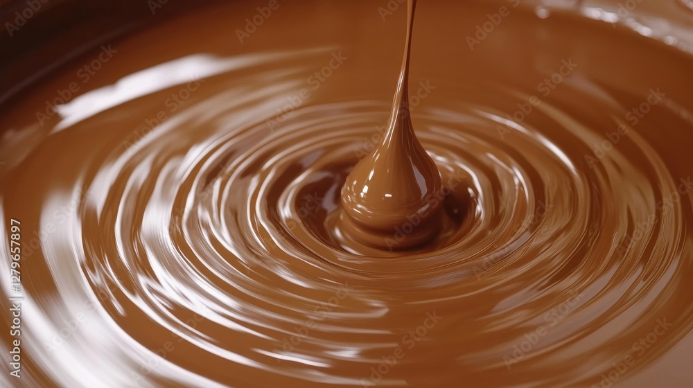 Smooth and Glossy Chocolate Liquid with Ripple Effect in Bowl Smooth and Glossy Chocolate Liquid with Ripple Effect in Bowl