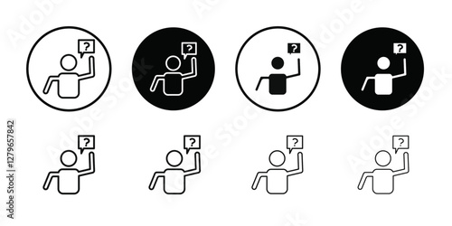 Person asking question icon Thin line flat illustration