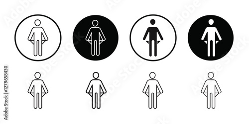 poor person empty pockets icon Thin line flat illustration