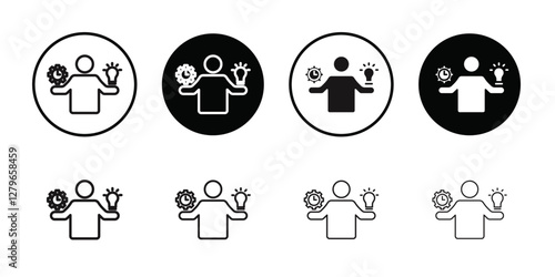 Productive man icon Thin line flat illustration