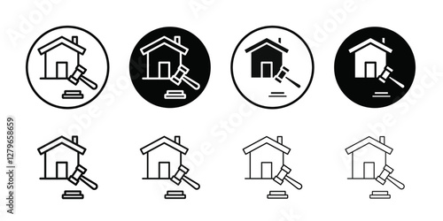 Real estate auction icon Thin line flat illustration