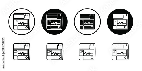 Rescue defibrillator icon Thin line flat illustration