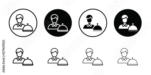 restaurant Waiter icon Thin line flat illustration