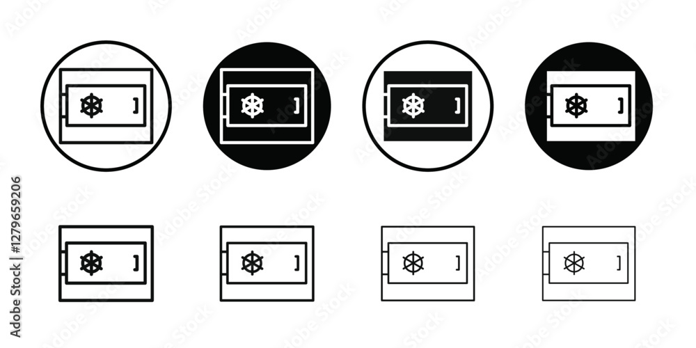 Safe vault box icon Thin line flat illustration Safe vault box icon Thin line flat illustration