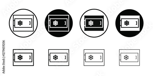 Safe vault box icon Thin line flat illustration