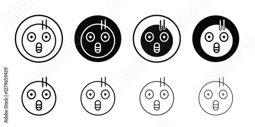 Shocked face icon Thin line flat illustration