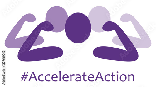 Accelerate Action logo with hashtag, for International Women's Day 2025
