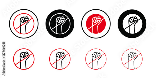 Stop violence icon Thin line flat illustration