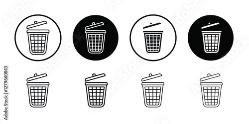 Trash icon Thin line flat illustration